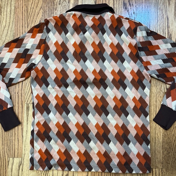 Leonardo Strassi Vintage 70s Mod Geometric Italian Knit Shirt Pullover Retro - Picture 11 of 11